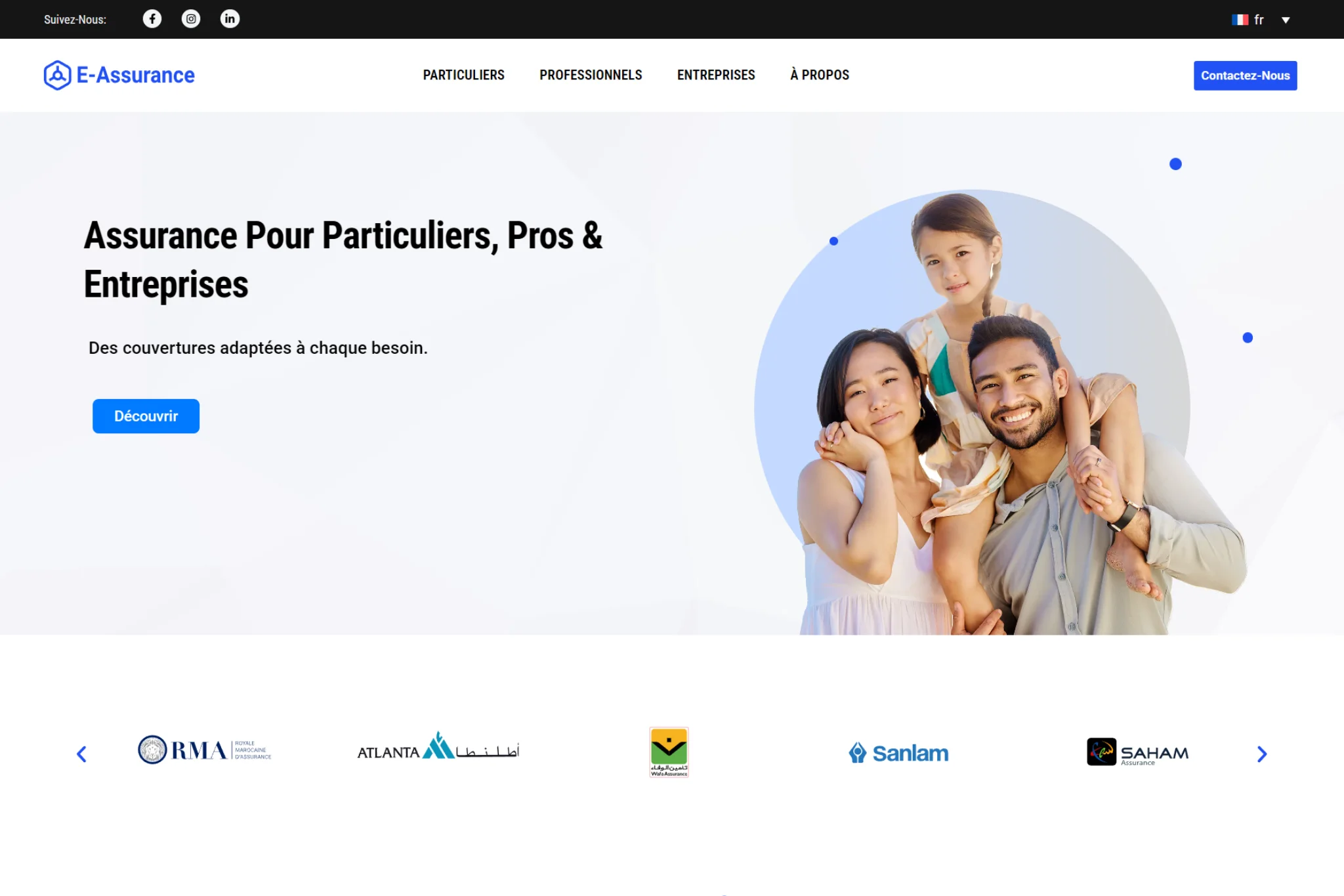 Elegant website for accessing insurance products online